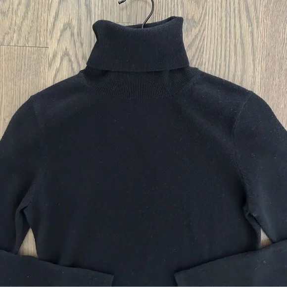 Women's TSE cashmere sweater black turtle neck long sleeves M - Picture 3 of 10